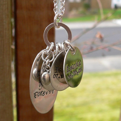 Love You Forever - Custom Engraved Mothers Necklace (3 tags)