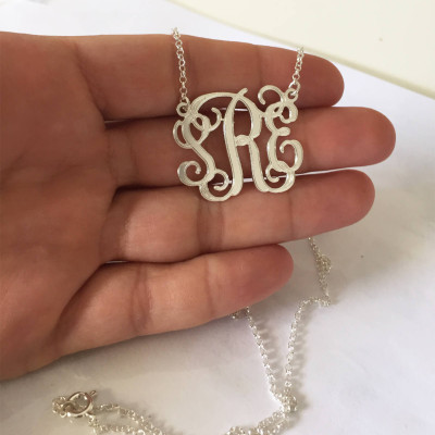 MONOGRAM NECKLACE- 1 Inch, Personalized Gift, Monogramed Initial, Sterling Silver Initial, silver necklace, Small Monogram necklace, silver