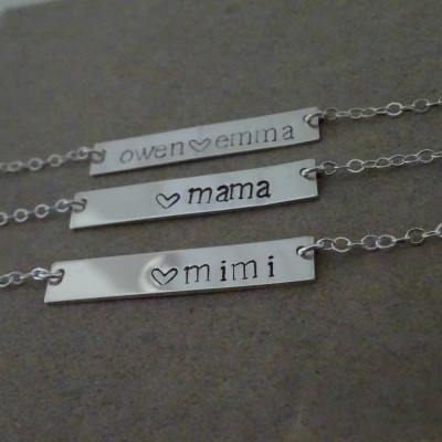 Mama Bar Necklace, Sterling silver Nameplate Necklace, Mothers Day Gift, New Mom jewelry, Hand stamped necklace, gift for mom, gift for wife