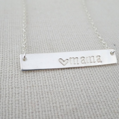 Mama Bar Necklace, Sterling silver Nameplate Necklace, Mothers Day Gift, New Mom jewelry, Hand stamped necklace, gift for mom, gift for wife