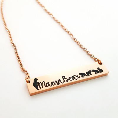 Mama Bear Necklace - New Mom Gift - Mom Jewelry - Mom Necklace - Mama Bear Bar Necklace - Custom Necklace - Mother Gift - Mother Jewelry