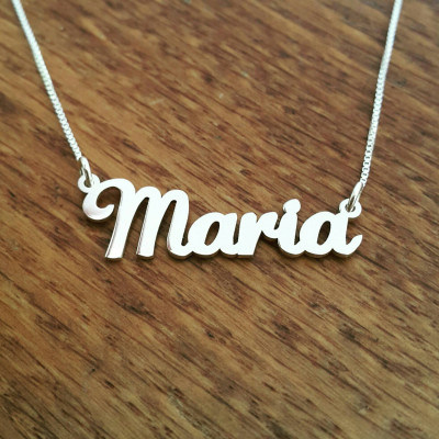 Maria Style Nameplate Necklace / Solid sterling silver nameplate and chain / Personalized name necklace