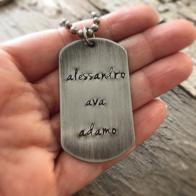 Men's Custom Sterling Silver Dog Tag Necklace, Dad Necklace, Personalized Gift, Steel Necklace, Dog Tag Jewelry, Rustic Necklace, Boxing Day