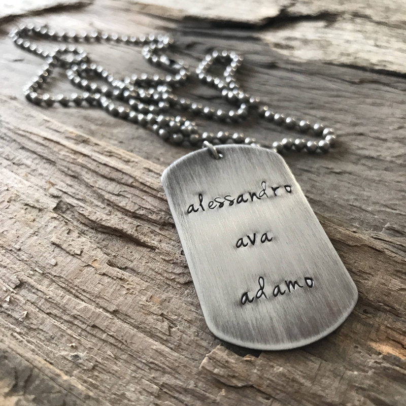 mens sterling silver dog tag necklace