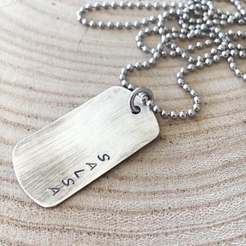 mens anniversary Pendant Necklace anniversary wedding necklace Custom Your text here DOG TAG Personalised mens dog tag pendant necklace