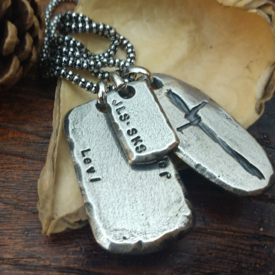 Mens Necklace Dog Tag Personalized Necklace Name Necklace for Him Gift for Husband Boyfriend Valentines Day Gift for Him Fathers Day
