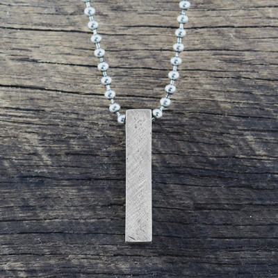 Mens Silver Necklace Custom Personalized Geometric Pendant