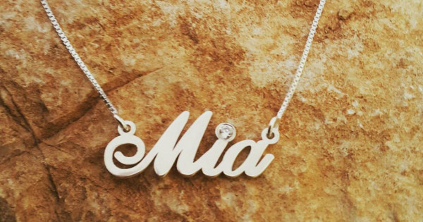 Mia style Sterling Silver Name Necklace, Birthstone Necklace - Main Image