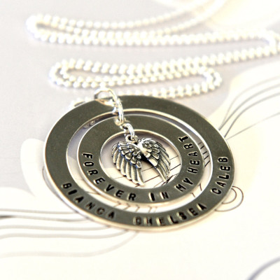 Mom Jewelry - Hand Stamped Mother Necklace - Personalized Jewelry - Sterling Silver Washer - Customized Name Necklace