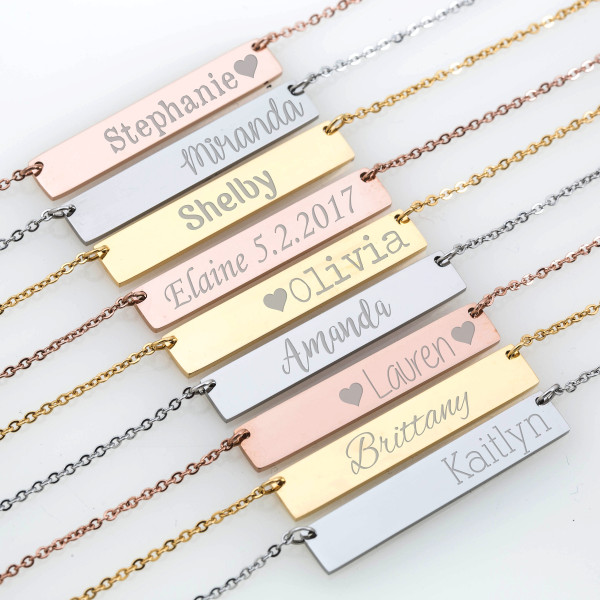 Mom necklace, Baby name necklace, Bar Necklace, New Mom Necklace, Personalized Necklace, Custom Baby Name Necklace, Mothers Day Gift for Mom