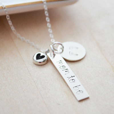 Mom to Be Necklace - First Mother's Day Gift - Sterling Silver Expecting Mom Jewelry - Personalized Gift for Mom - Baby Shower Gift