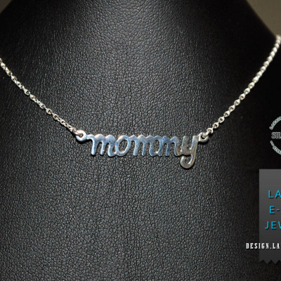 Mommy Necklace Sterling Silver Gold Plated Chain Lakasa e-shop Jewelry best gift ideas birthday anniversary mother day mama love affection