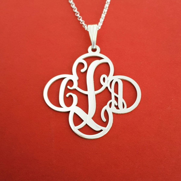 Monagram Necklace Monogram Chain Valentine's Day Gift Monograma Necklace Monagram Necklace Monogram Name Necklace Silver Monogram Necklace