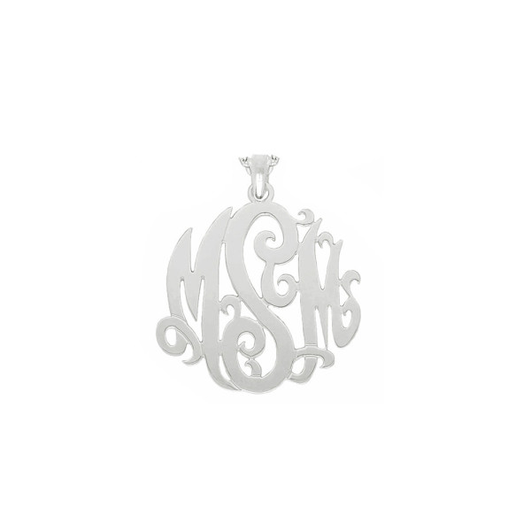 Mono05 - Sterling Silver 1.5" Monogram Necklace w/ Pendant Bail