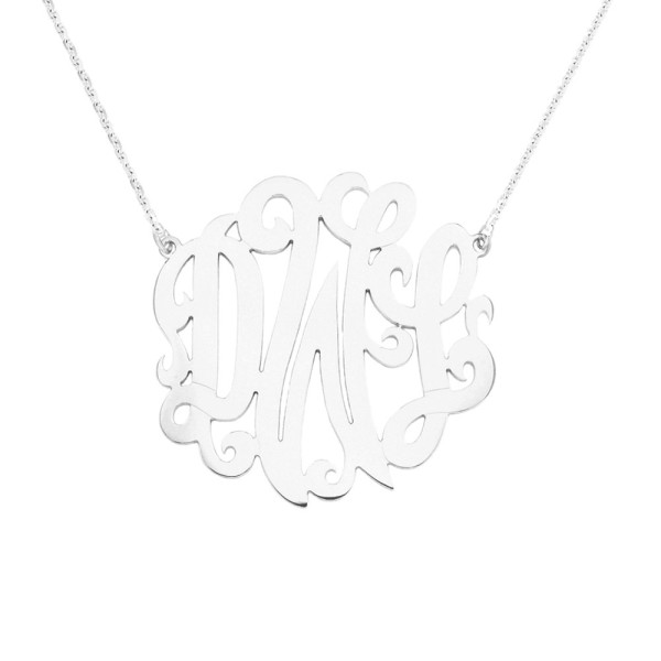 Mono13A - Sterling Silver 1.75" Monogram Necklace