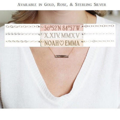 Monogram Gold Bar Necklace | Monogram Bar Necklace | Engraved Gold Bar Necklace | Gold Name Bar Necklace