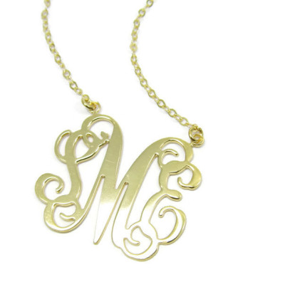 Monogram Initial 1.25" necklace. Personalized Necklace. Gold plated sterling silver 925. Monogram necklace. Gold monogram necklace. Gifts