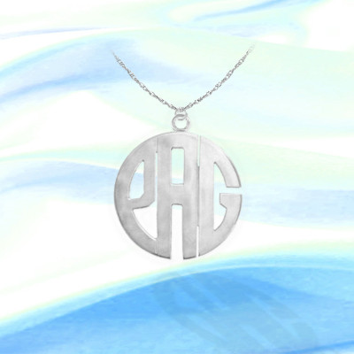 Monogram Initial Necklace - 1 inch Sterling Silver Handcrafted - Personalized Monogram Necklace - Made in USA
