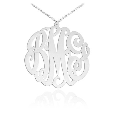 Monogram Initial Necklace - 1.75 inch Handcrafted Sterling Silver Monogram Necklace - Made in USA