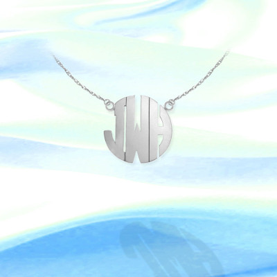 Monogram Necklace - .75 inch Sterling Silver Handcrafted - Personalized Initial Necklace - Made in USA