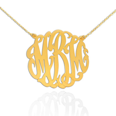 Monogram Necklace - 1 1/2 inch Sterling silver 18k Gold Plated - Handcrafted Monogram Initial Necklace - Made in USA