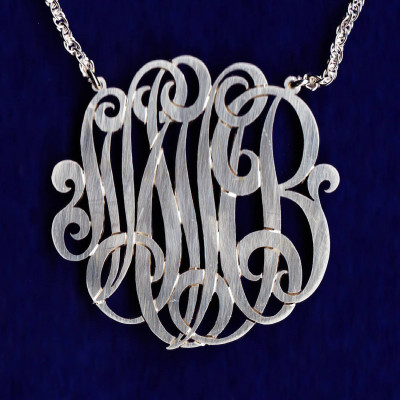 Monogram Necklace - 1 inch monogram necklace sterling silver - Handcrafted Designer - Personalized Monogram - Initial Necklace - Made in USA