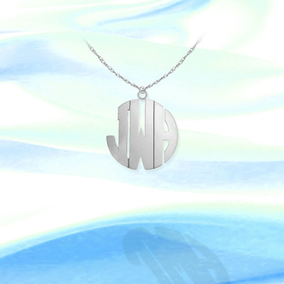 Monogram Necklace - 1/2 inch 18k White Gold - Handcrafted Personalized Monogram - Initial Necklace - Made in USA