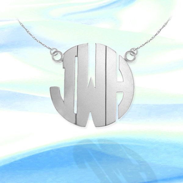 Monogram Necklace - 1.25 inch Sterling Silver Handcrafted - Personalized Monogram - Made in USA