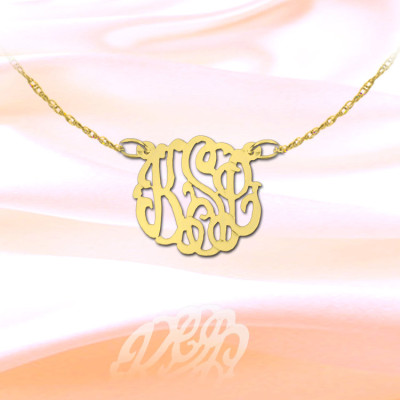 Monogram Necklace - .5 inch Handcrafted Designer Sterling silver 18k Gold Plated Personalized Monogram Necklace - Made in USA