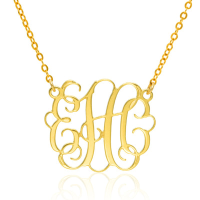 Monogram Necklace 1 inch- 18k Gold Necklace Monogrammed Necklace personalized necklace bridesmaids gift