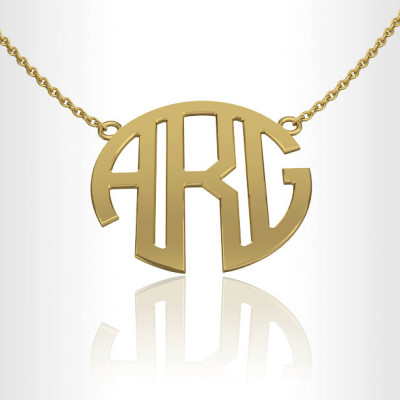 Monogram Necklace, Personalized necklace 18k Gold 1.0 inch gift for her, gifts for bridesmaids