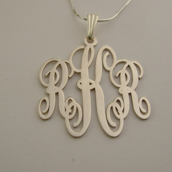 Monogram Necklace Silver Monogram Pendant Birthday Gift Monogram Name Plate Christmas Gifts Silver Mongrammed Necklaces Monogram Necklaces