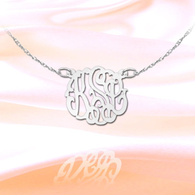 Monogram necklace - .5 inch . 925 Sterling silver Handcrafted Designer Personalized Monogram Necklace - Made in USA