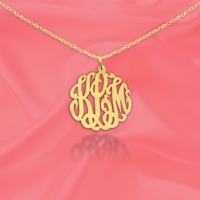 Monogram necklace - .75 inch Sterling Silver 18k Gold Plated Handcrafted Initial Necklace - Made in USA