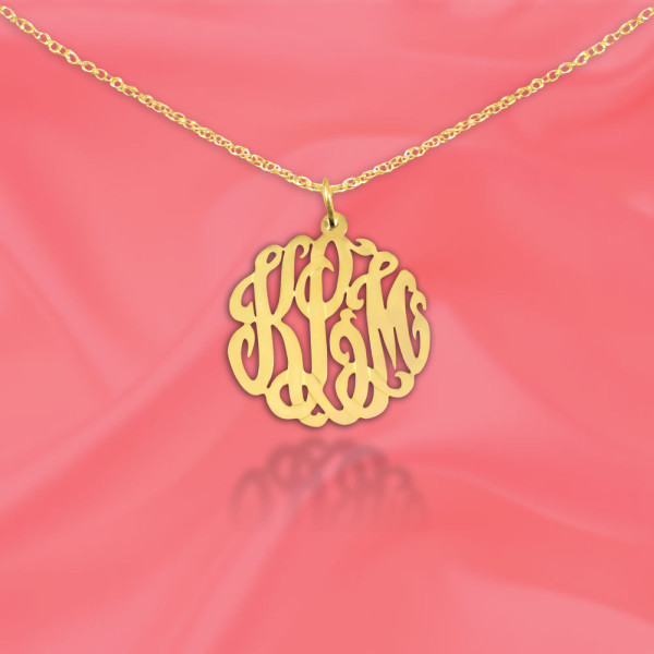 Monogram necklace - .75 inch Sterling Silver 18k Gold Plated Handcrafted Initial Necklace - Made in USA