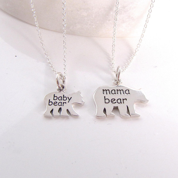 Mother Bear Baby Bear - Mother Daughter Necklace - Mommy Necklace