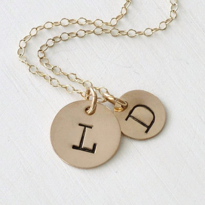 Mother Child Necklace / Mother Child Initial Necklace / Gold Mothers Initial Necklace / Push Present New Mom / Stamped Initial Necklace