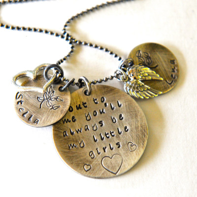 Mother Daughter Necklace, Hand Stamped Necklace, Personalized Jewelry, Mother Necklace, Childrens Names