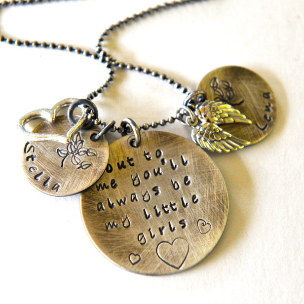 Mother Daughter Necklace, Hand Stamped Necklace, Personalized Jewelry, Mother Necklace, Childrens Names