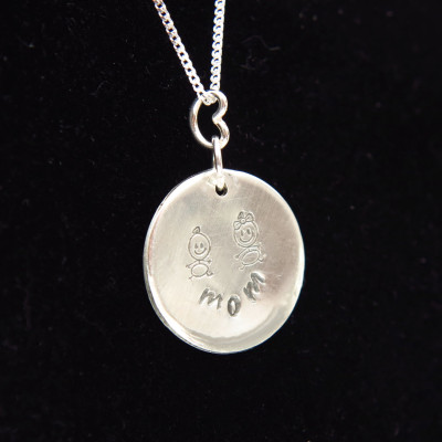 Mother Necklace Stamped Handmade Mothers Day Gift Mother Child Jewelry Sterling Silver Mom Necklace