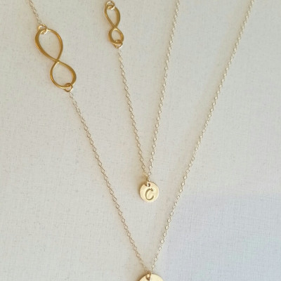 Mother and Daughter Infinity Necklace, Gold Personalized Infinity Necklace, Tiny Gold Personalized Infinity Necklace, Monogram Necklace