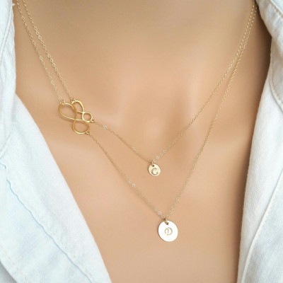 Mother and Daughter Infinity Necklace, Gold Personalized Infinity Necklace, Tiny Gold Personalized Infinity Necklace, Monogram Necklace