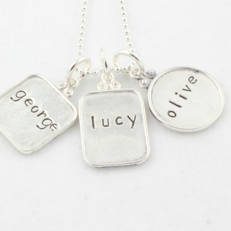 Sterling Silver Family or Sisters Name Engraved Disc Necklace