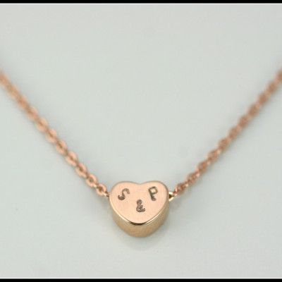 Mother's day gift, Rose gold heart necklace, solid rose gold heart necklace, 14 k solid gold heart necklace, rose gold jewelry, love gift