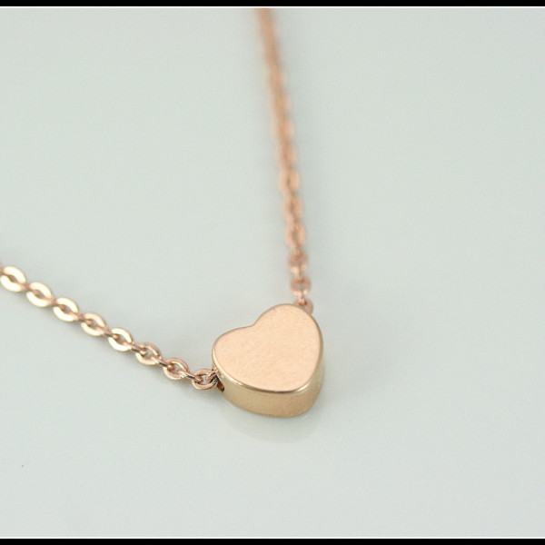 Mother's day gift, Rose gold heart necklace, solid rose gold heart necklace, 14 k solid gold heart necklace, rose gold jewelry, love gift