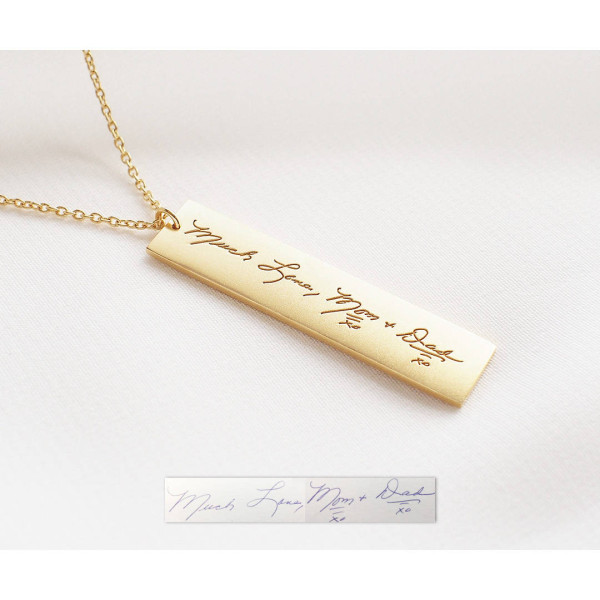 Mother's necklace / Personalized Handwriting Bar Necklace / Engraved Signature Bar Necklace / Actual Handwriting Bar Necklace - HN11