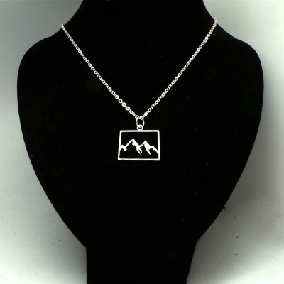 Mountain Range Colorado Necklace - State Shaped Necklaces - Mountains in Colorado Necklace - State Necklaces