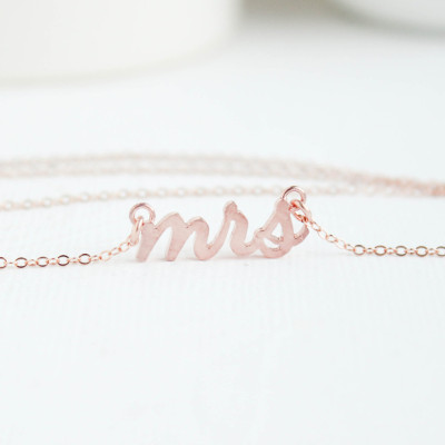 Mrs Necklace, Rose Gold Mrs Necklace, Bridal Shower Gift, Bridal Jewelry, Wedding Jewelry