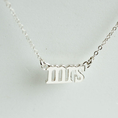 Mrs Necklace, Silver Mrs Necklace, Bridal Shower Gift, Bridal Jewelry, Wedding Jewelry, Soon to be Mrs