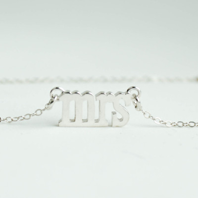 Mrs Necklace, Silver Mrs Necklace, Bridal Shower Gift, Bridal Jewelry, Wedding Jewelry, Soon to be Mrs